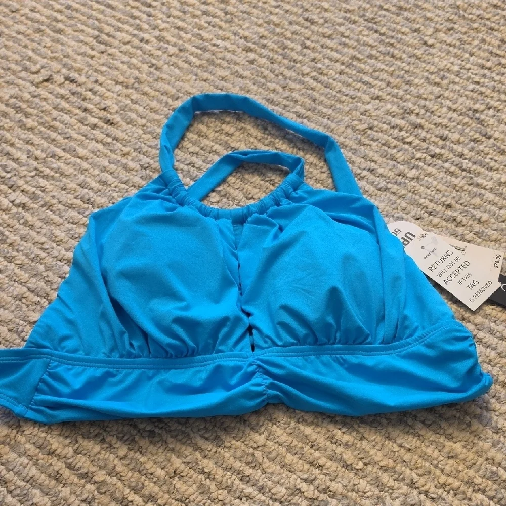 LA BLANCA Island Goddess High Neck Midkini Top Lagoon Size 10